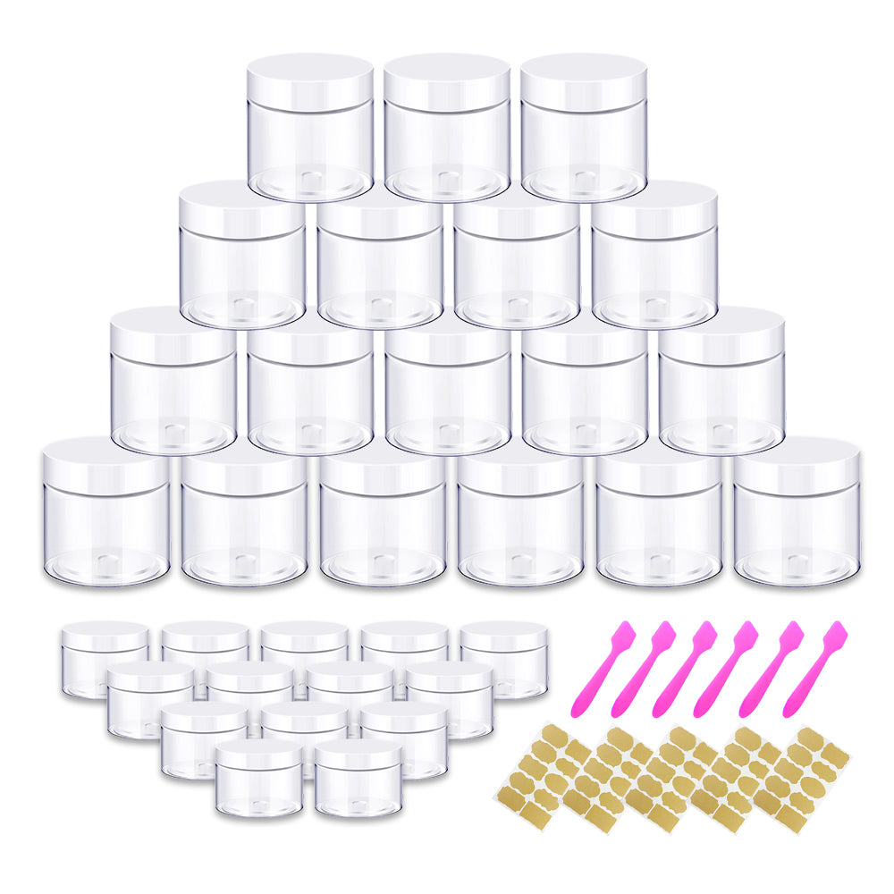 2oz + 0.7oz set of 48pcs Cosmetic Containers with White Lids – AmorixDirect