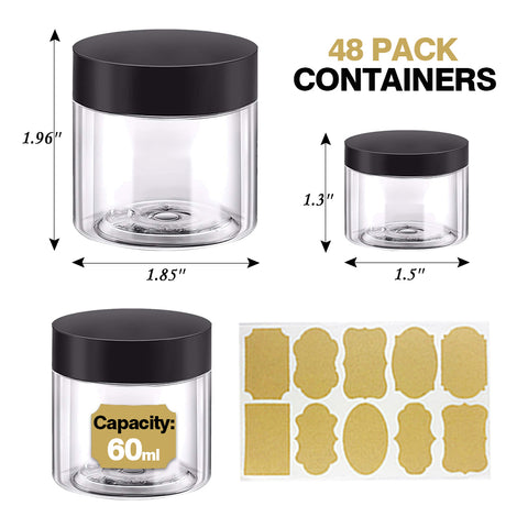 2oz + 0.7oz set of 48pcs Plastic Jars with Lids – AmorixDirect