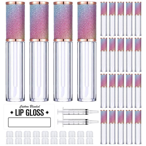 24pcs 5ml Rainbow Lip Gloss Tubes with Wand