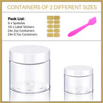 2oz + 0.7oz set of 48pcs Cosmetic Containers with White Lids