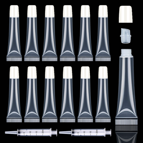 50pcs 15ml White Cap Lip Gloss Tubes