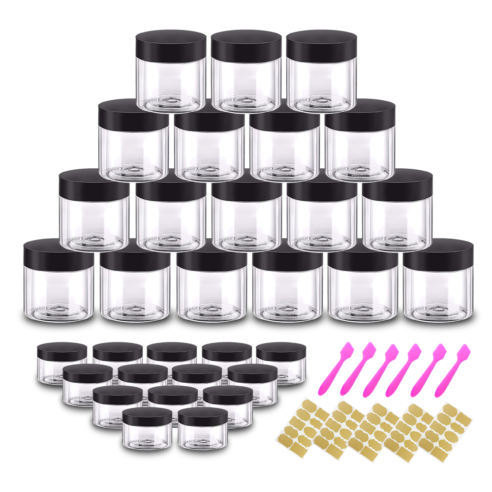 2oz + 0.7oz set of 48pcs Cosmetic Containers with White Lids – AmorixDirect